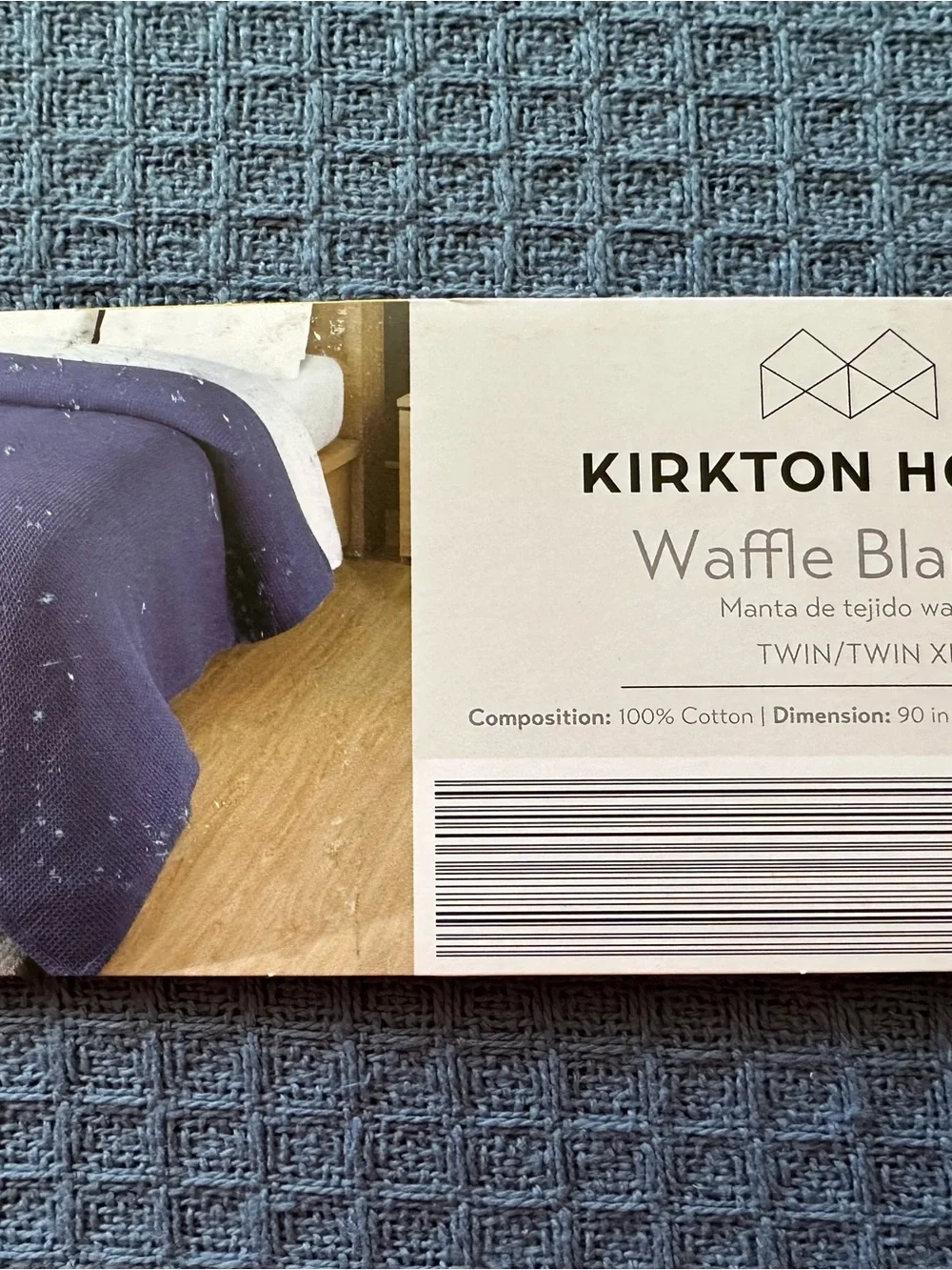 Kirkton House Blue Waffle Cotton Blanket